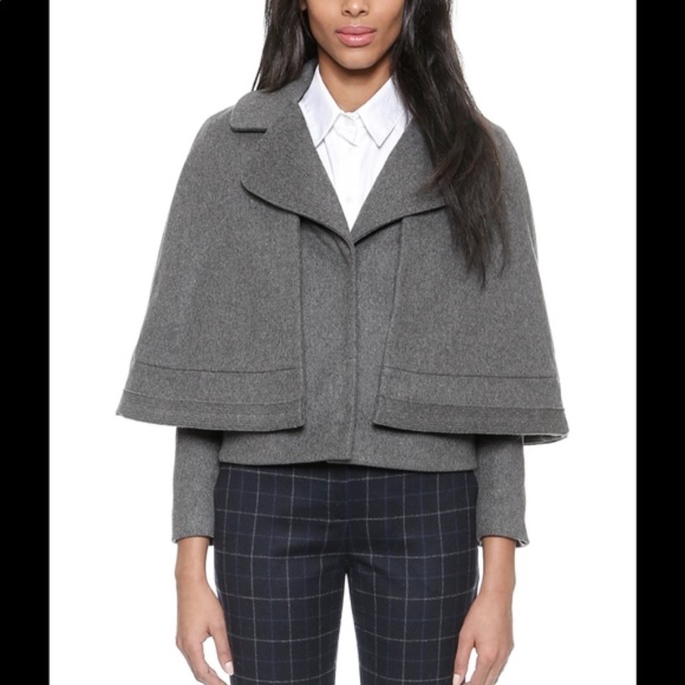 Tory Burch Jess Jacket in Grey Melange with Removable Cape Size 10